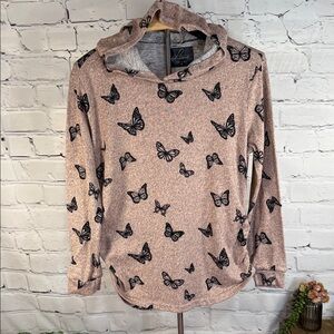 Love Maternity Butterfly Print Hoodie in Pink